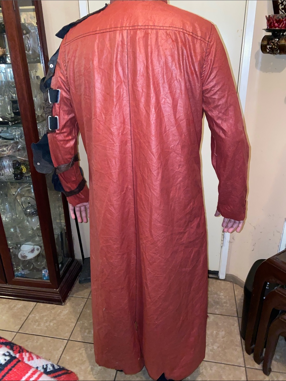 Marvel Large Star Lord Red Trench Coat with Brown Accent - Model is 5’11 Tall - Picture 8 of 8